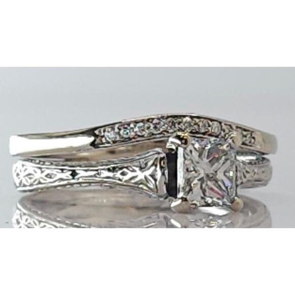 14K WG 2 Piece Set W/.80P Diamond, Sz: 8, 6.4g - Picture 1 of 13